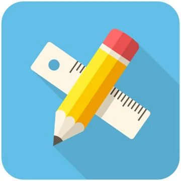 Pencil with ruler icon Stock Illustration