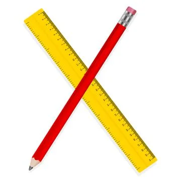 Pencil, ruler on a white background. Vector illustration. Stock Illustration