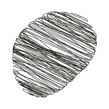 Pencil Scribble Oval Shape Doodle Minimalist Flat Design Grunge Texture Print or Stock Illustration