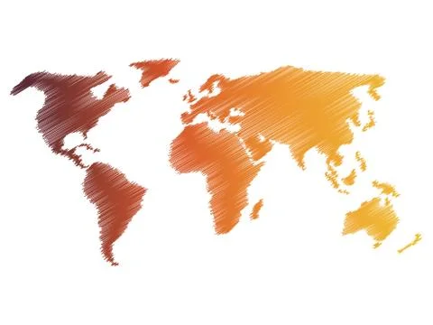 Pencil scribble sketch map of World. Hand doodle drawing. Vector illustration in Illustrazione stock