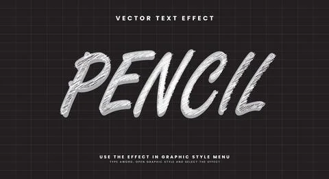 Pencil scribble style 3d editable text effect Illustrazione stock