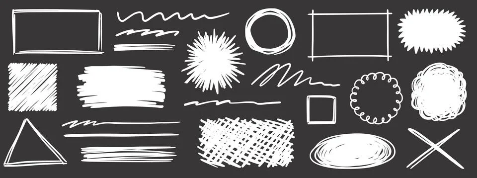 Pencil scribble vector frame set. Hand drawn pencil texture scribble stroke Stock Illustration