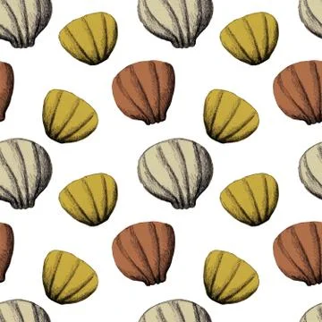 Pencil seamless pattern with shells. Baby print. Scandinavian motives Stock Illustration