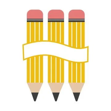 Pencil set with text frame, color vector isolated illustration Stock Illustration