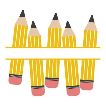 Pencil set with text frame, color vector isolated illustration Stock Illustration