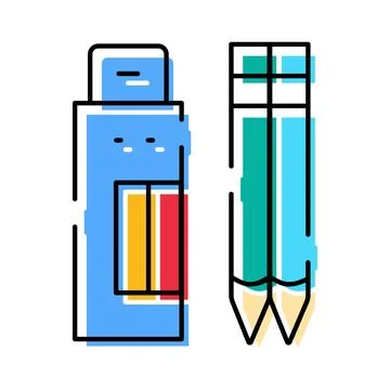 Pencil sharpener and pencils school supplies education tools Illustrazione stock