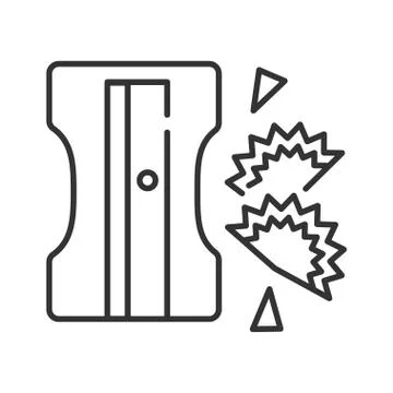 Pencil sharpener black line icon. School, office supplies. Sign for web page, Illustrazione stock