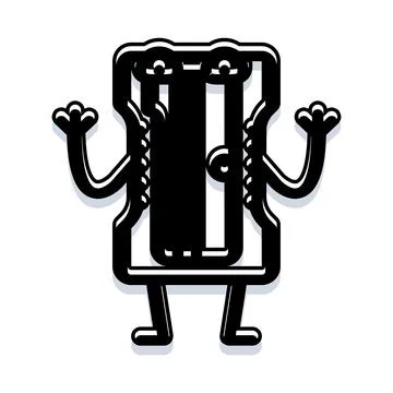 Pencil sharpener character mascot waving hello doodle Stock Illustration