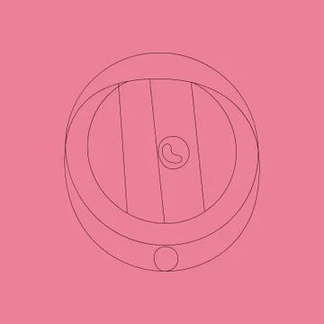 Pencil sharpener icon in outline style on pink background. Stock Illustration
