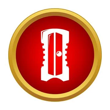 Pencil sharpener icon in red circle button Stock Illustration