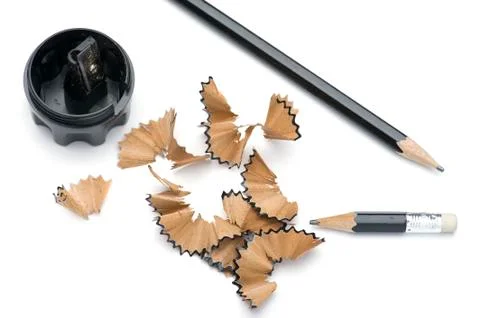 Pencil with sharpener macro Stock Photos