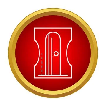 Pencil sharpener outline icon on red circle Stock Illustration