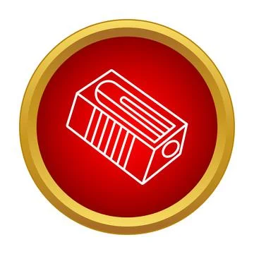 Pencil sharpener outline icon in red circle Stock Illustration