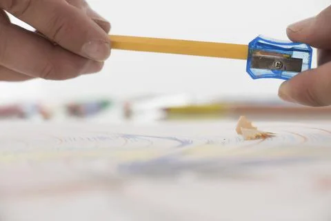 Pencil sharpener over white Stock Photos