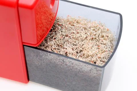 Pencil sharpener with pencil trash Stock Photos