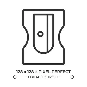 Pencil sharpener pixel perfect line icon Stockillustratie