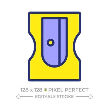 Pencil sharpener pixel perfect line color icon Stockillustratie