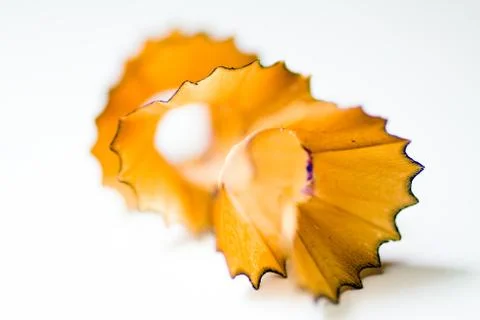 Pencil shavings on white background Stock Photos