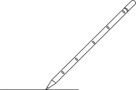A pencil is shown drawing a diagonal line on a piece of paper. Vector Stock Illustration