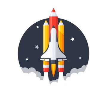 Pencil Shuttle Launch Stock Illustration