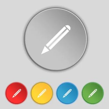 Pencil sign icon. Edit content button. Set colur buttons. Vector 스톡 일러스트