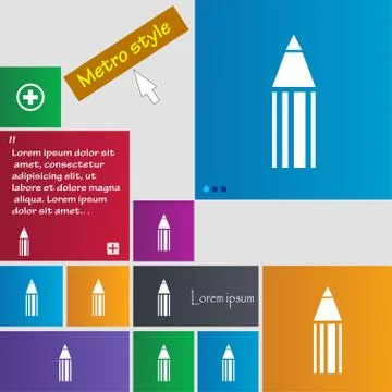 Pencil sign icon. Edit content button. Set of colored buttons. Vector Stock Illustration