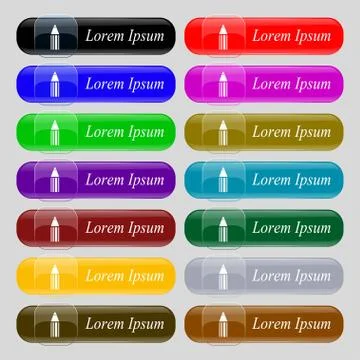 Pencil sign icon. Edit content button. Set of colored buttons. Vector Stock Illustration