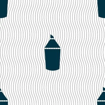 Pencil sign icon. Edit content button. Seamless pattern with geometric textur Stock Illustration
