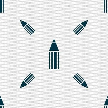 Pencil sign icon. Edit content button. Seamless pattern with geometric textur イラスト素材