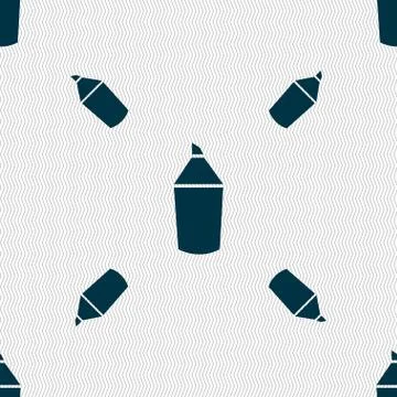 Pencil sign icon. Edit content button. Seamless pattern with geometric textur Illustrazione stock
