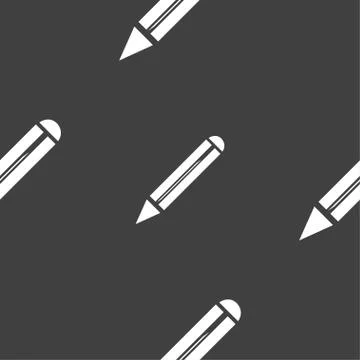 Pencil sign icon. Edit content button. Seamless pattern on a gray background. Stock Illustration