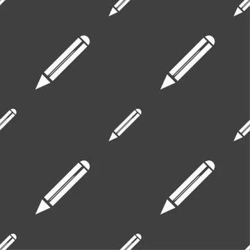 Pencil sign icon. Edit content button. Seamless pattern on a gray background. Stock Illustration