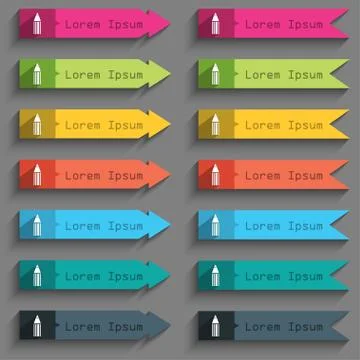 Pencil sign icon. Edit content button. Set of colored buttons. 스톡 일러스트