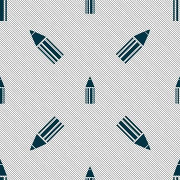 Pencil sign icon. Edit content button. Seamless pattern with geometric texture. Stock Illustration