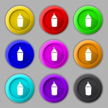 Pencil sign icon. Edit content button. Set of colored buttons. Illustrazione stock
