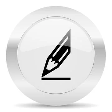 Pencil silver glossy web icon Stock Illustration