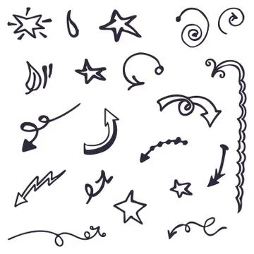 Pencil sketch decorative elements Stock Illustration