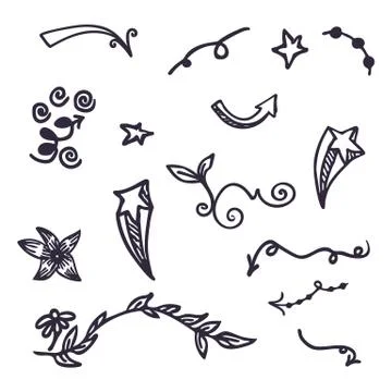 Pencil sketch decorative elements Stock Illustration