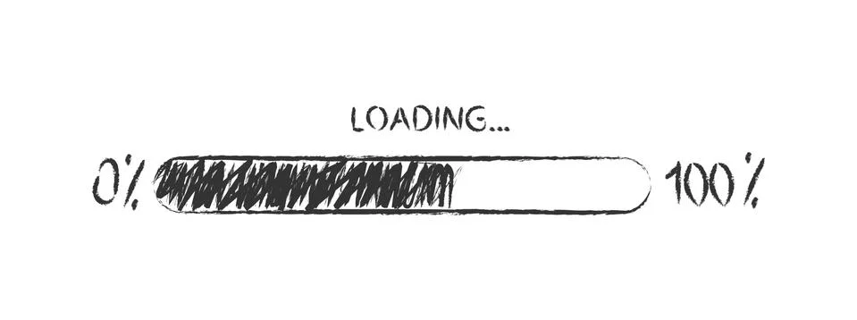 Pencil sketch of the loading icon from zero to one hundred percent. Isolated Stock Illustration