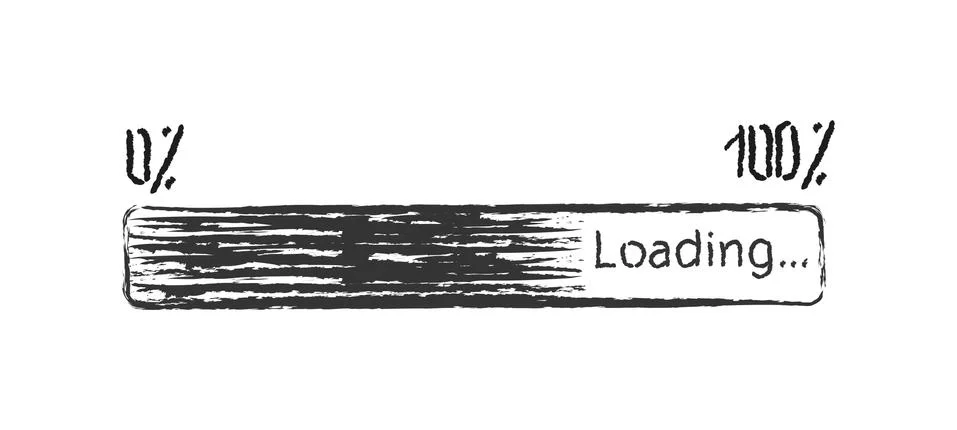 Pencil sketch of the loading icon from zero to one hundred percent. Isolated Stock Illustration