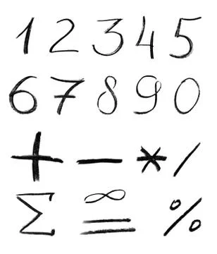 Pencil sketch of numbers Stock Illustration