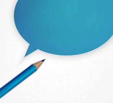 Pencil with speech bubble on grid paper vector background. Stock-Illustration