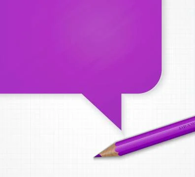 Pencil with speech bubble on grid paper vector background. Stock Illustration