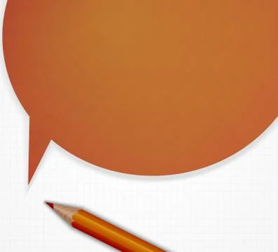 Pencil with speech bubble on grid paper vector background. Stock Illustration