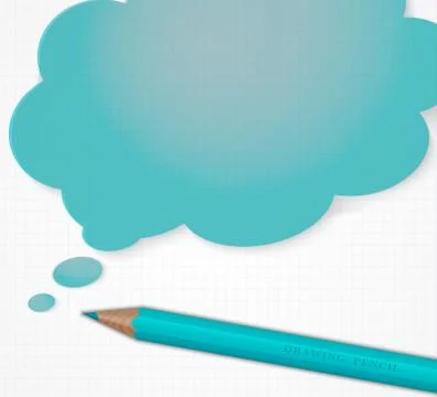 Pencil with speech bubble on grid paper vector background. Stock Illustration
