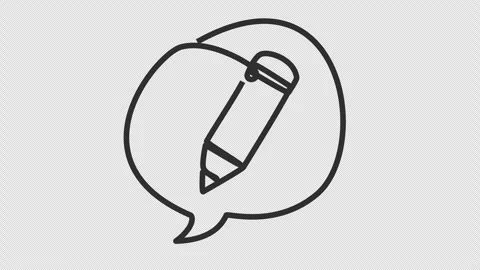 Pencil on speech bubble icon in cartoon animation. Writing and commenting symbol 스톡 동영상 311086877
