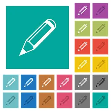 Pencil square flat multi colored icons Illustrazione stock