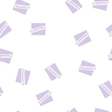 Pencil stationery glyph vector seamless pattern Stock Illustration