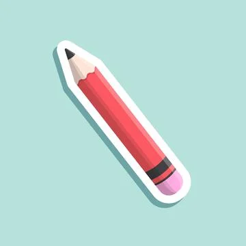 Pencil sticker icon in flat style. Office supplies vector illustration on i.. Stock Illustration