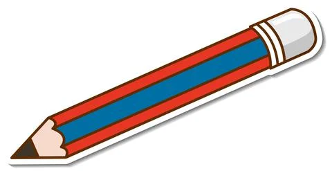 A pencil sticker on white background 스톡 일러스트